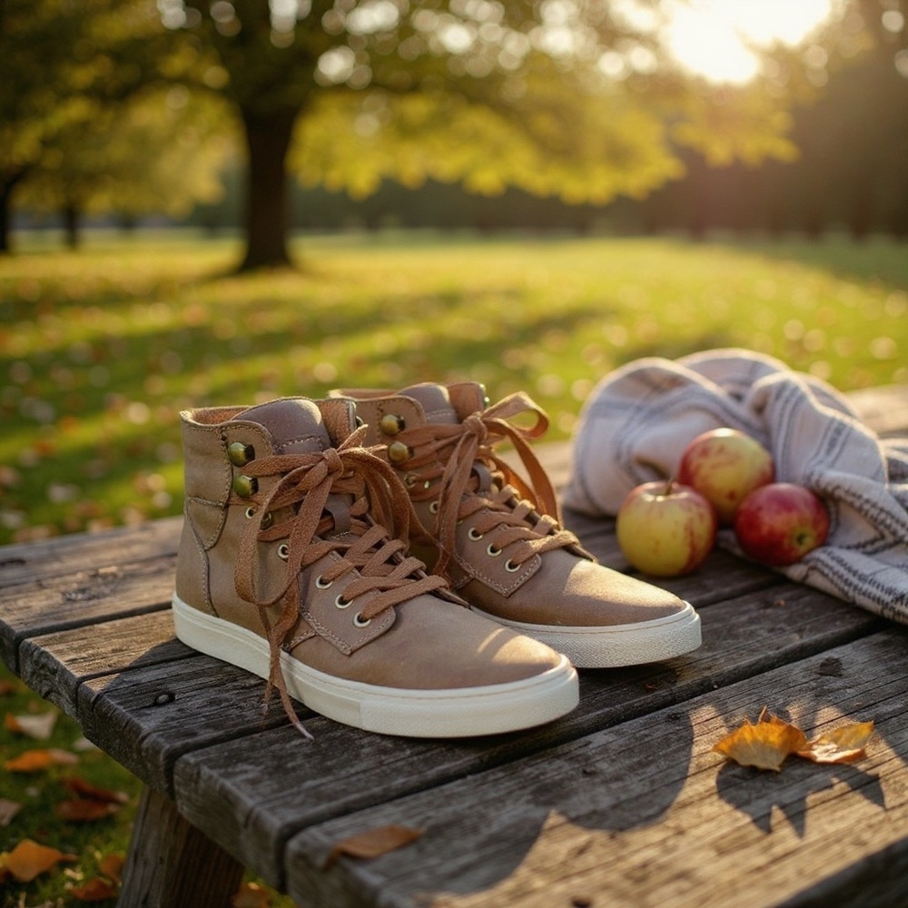 Tan Leather High-Top Sneaker